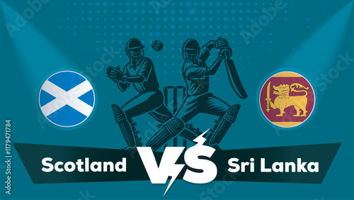 Scotland VS Sri Lanka , Sri Lanka Vs Scotland cricket match , Cricket match concept with creative illustration.eps