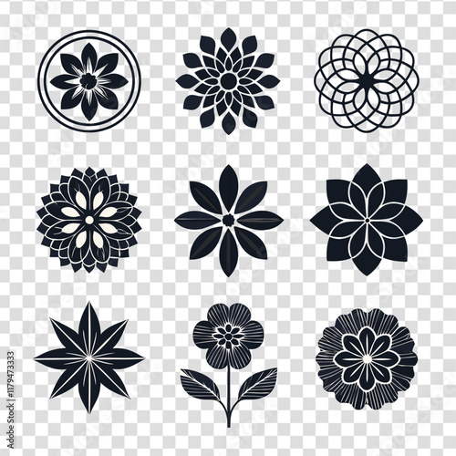 Minimalistic Floral Silhouette Grid