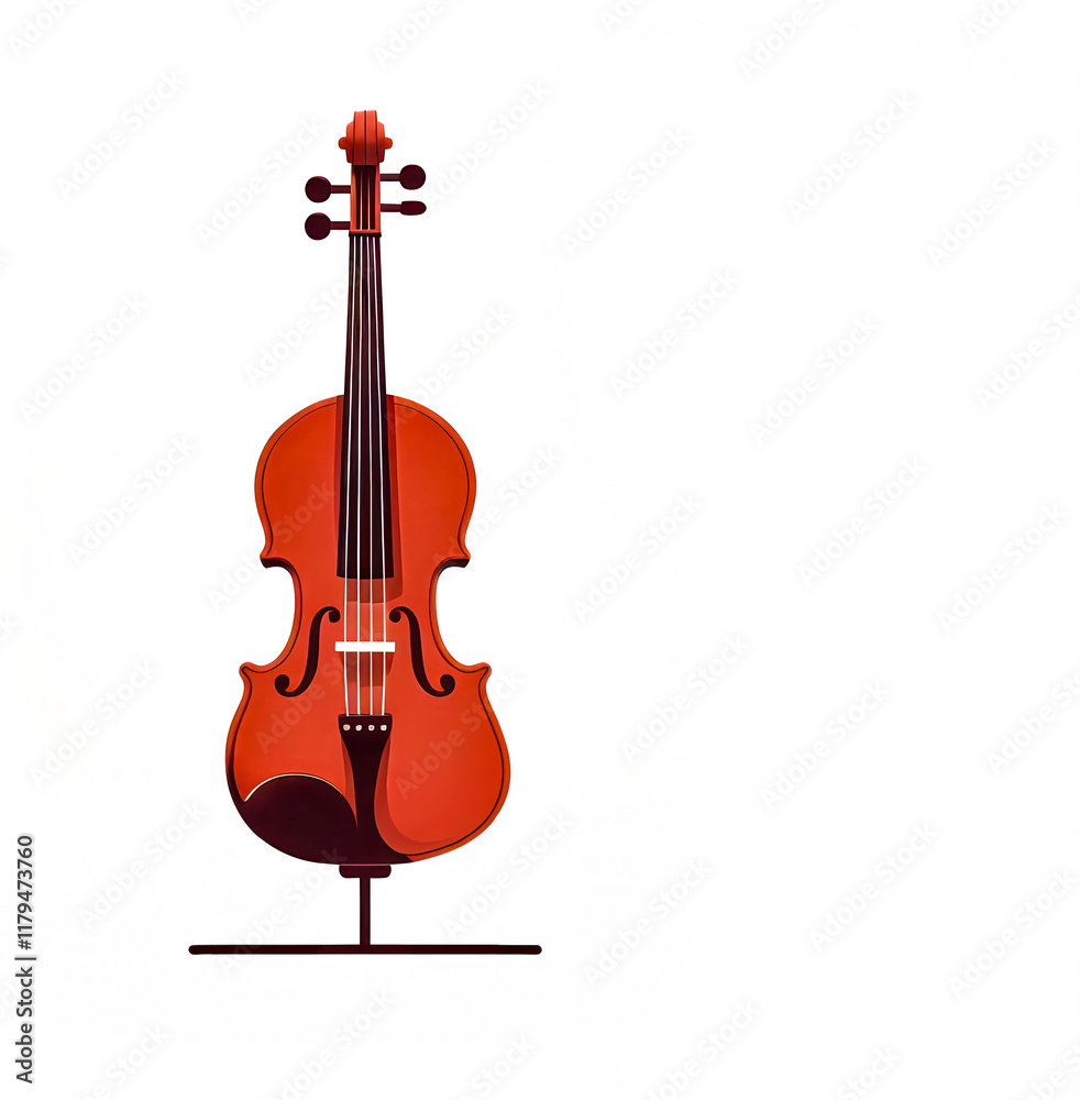 Obraz premium Isolated vector illustration of red violin on white background with copy space.