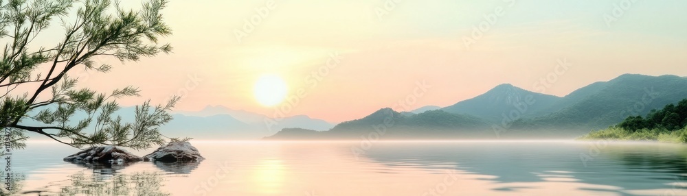 Experience the beauty of a complex ecosystem thriving around a serene lake, teeming with diverse flora and fauna, under the golden glow of the sun This landscape painting captures the sunrise over a Experience the beauty of a complex ecosystem thriving around a serene lake, teeming with diverse flora and fauna, under the golden glow of the sun This landscape painting captures the sunrise over a
