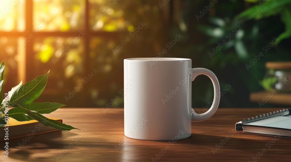 Minimalistic mug mockup with natural background. Generative AI Minimalistic mug mockup with natural background. Generative AI