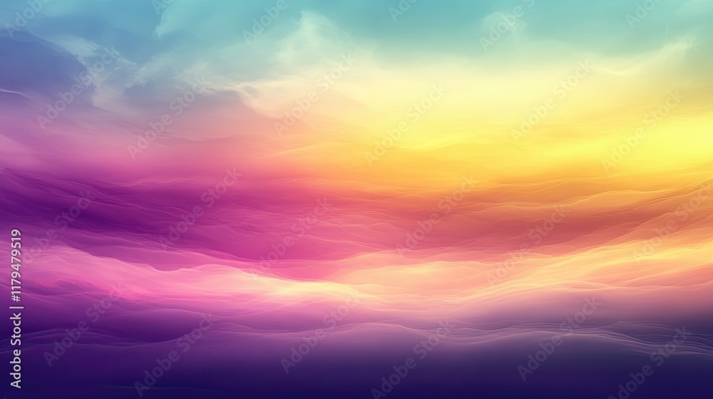 Obraz premium Colorful abstract sky with vibrant hues blending into each other at sunset over a tranquil landscape
