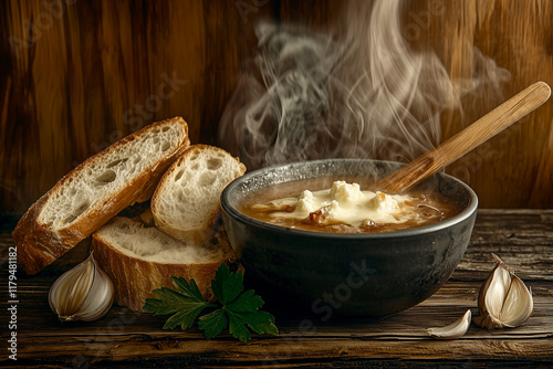 Close-up of a steaming bowl...