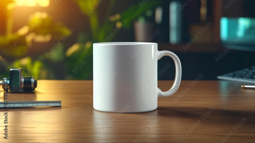 Fototapeta premium White Mug Mockup in a Laboratory Setting. Generative AI