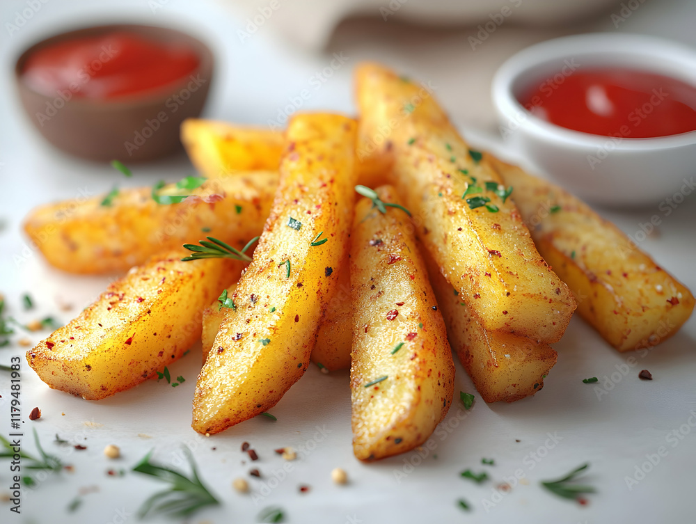 Crispy Potato Wedges: A Realistic Food Image Crispy Potato Wedges: A Realistic Food Image