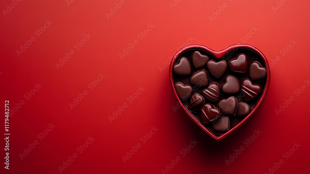 Chocolate candies in heart-shaped box on isolated background for Valentine's Day Chocolate candies in heart-shaped box on isolated background for Valentine's Day
