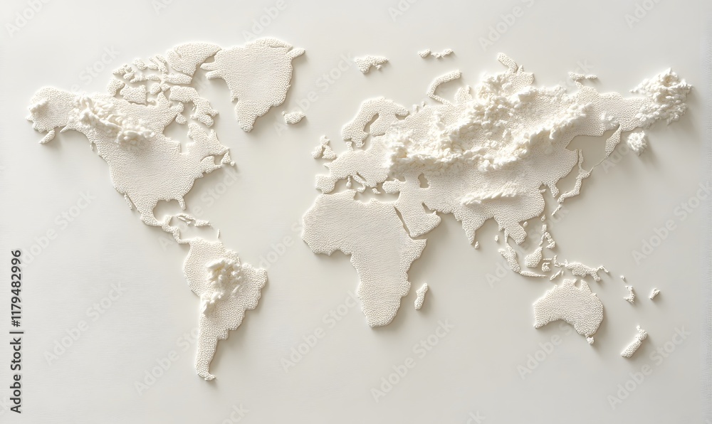 Obraz premium Embossed world map relief.