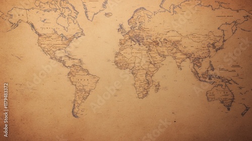 Vintage Sepia-Toned World Map with Charming Historical Background