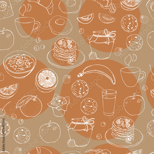 Graphic seamless with breakfast illustrations