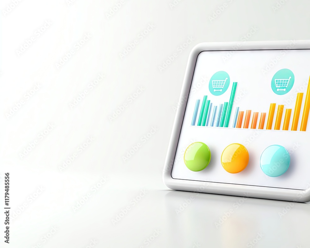 AI digital E-commerce Creative background Colorful business analytics report display.