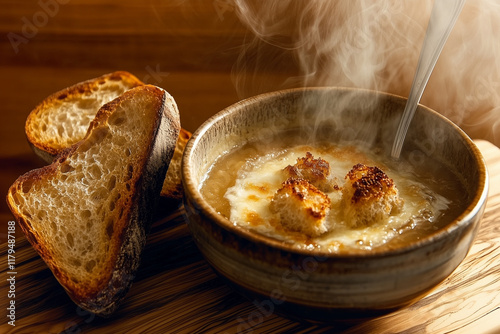 Close-up of steaming French...