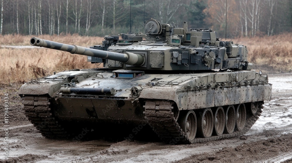 Challenger 3 Main Battle Tank in Muddy Terrain Challenger 3 Main Battle Tank in Muddy Terrain