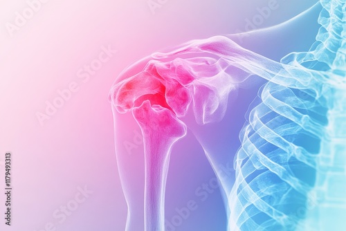 Wallpaper Mural 3D X-ray of human shoulder joint with pain point highlighted Torontodigital.ca