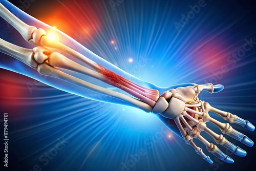 Drone Aerial View: Comminuted Fracture of the Ulnar Bone - Medical Illustration