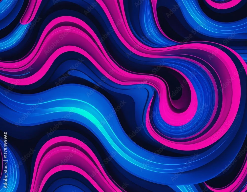 Abstract Swirling Neon Waves: Vibrant Pink and Blue 3D Liquid Motion Background Abstract Swirling Neon Waves: Vibrant Pink and Blue 3D Liquid Motion Background
