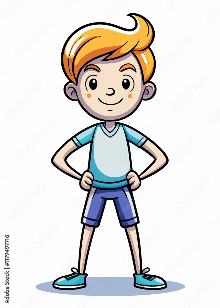 Proud child with hands on hips, smiling brightly, standing tall in superhero pose, confident young kid illustration, positive attitude concept.
Proud child with hands on hips, smiling brightly, standing tall in superhero pose, confident young kid illustration, positive attitude concept.