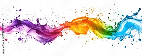 Panel kuchenny z motywem Colorful paint splashing and making a beautiful rainbow wave