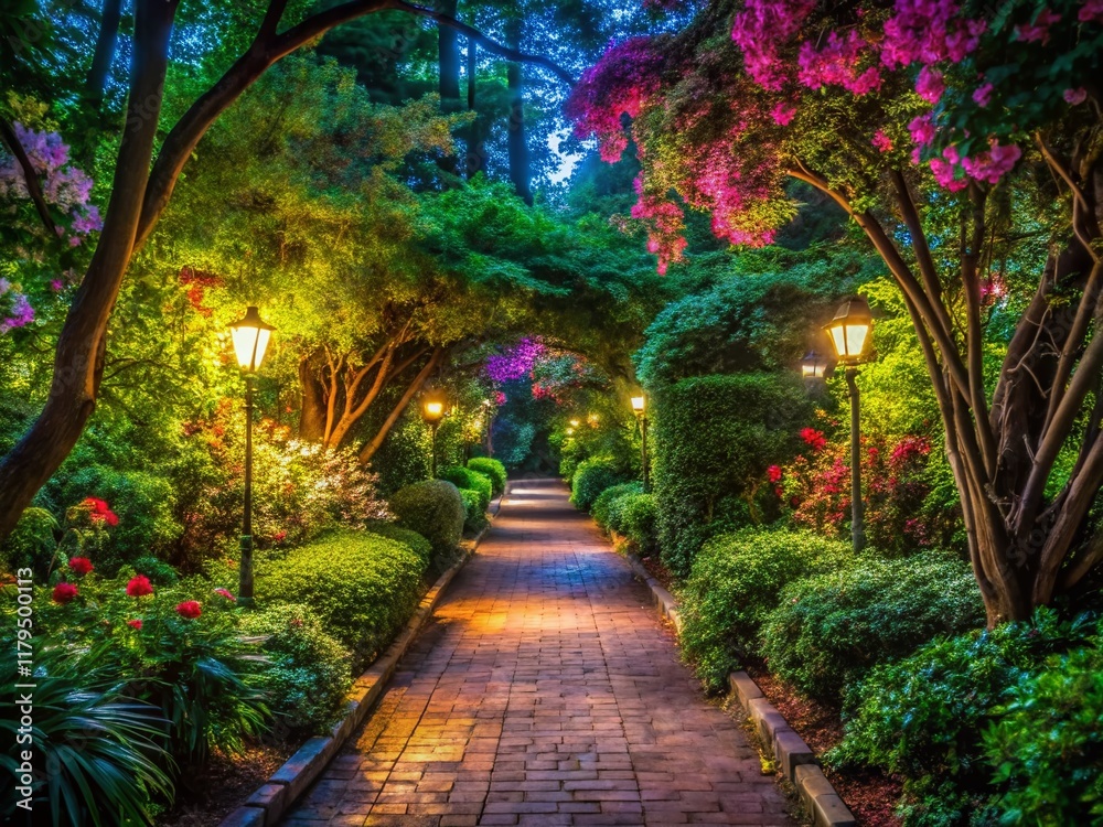 Durham Botanical Garden Alleyway, Spring Night Photography Durham Botanical Garden Alleyway, Spring Night Photography
