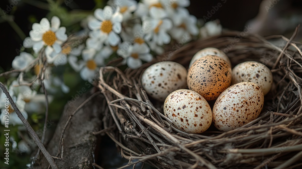 Easter and Easter eggs on the garden background Easter and Easter eggs on the garden background