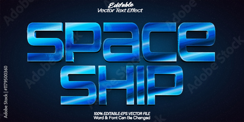 Space Ship Vector Text Effect Editable Alphabet Blue Cosmos Dock