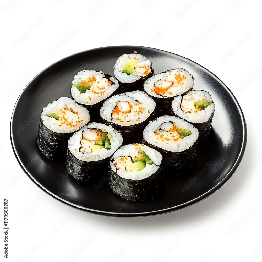 Sushi Rolls with Scampi on a Black Plate – Fresh, Delicious, and Vibrant Sushi Platter, High-Quality Food Presentation for Culinary and Gourmet Photography Sushi Rolls with Scampi on a Black Plate – Fresh, Delicious, and Vibrant Sushi Platter, High-Quality Food Presentation for Culinary and Gourmet Photography