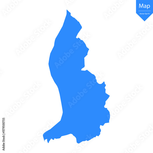Blue map of Liechtenstein isolated on white background. Vector illustration eps10.	
