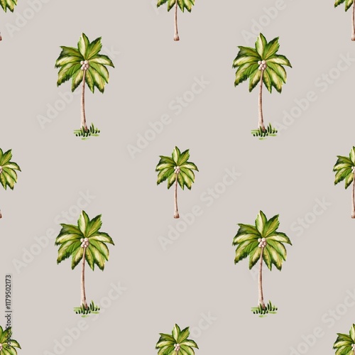 Wallpaper Mural Watercolor palm tree pattern design for textiles and packaging Torontodigital.ca