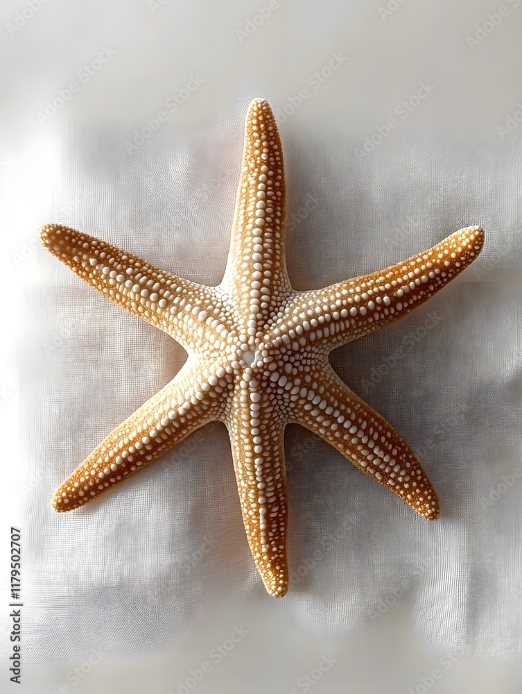 A minimalist rendering of a starfish in soft brown on a white canvas. A minimalist rendering of a starfish in soft brown on a white canvas.
