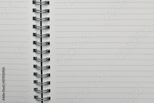 Top view extreme macro photography of spiral notebook - notes. Full depth of field