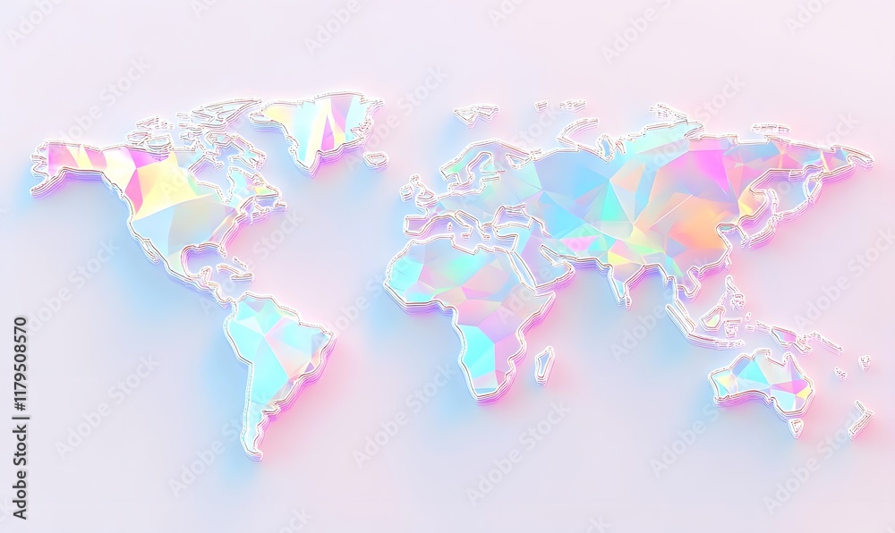 Obraz premium Holographic polygonal world map.
