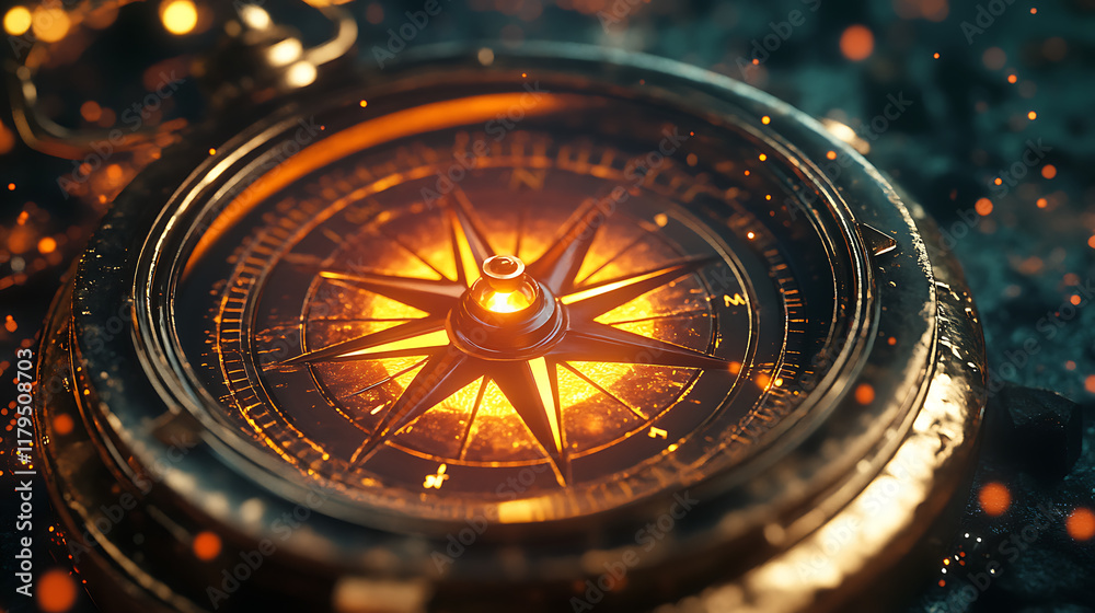 A glowing compass on a textured surface, symbolizing navigation and exploration. A glowing compass on a textured surface, symbolizing navigation and exploration.