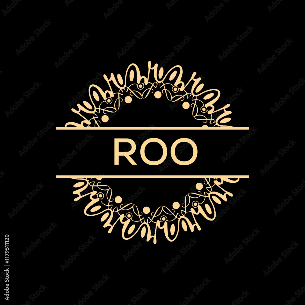 ROO Letter Logo Design with black background.