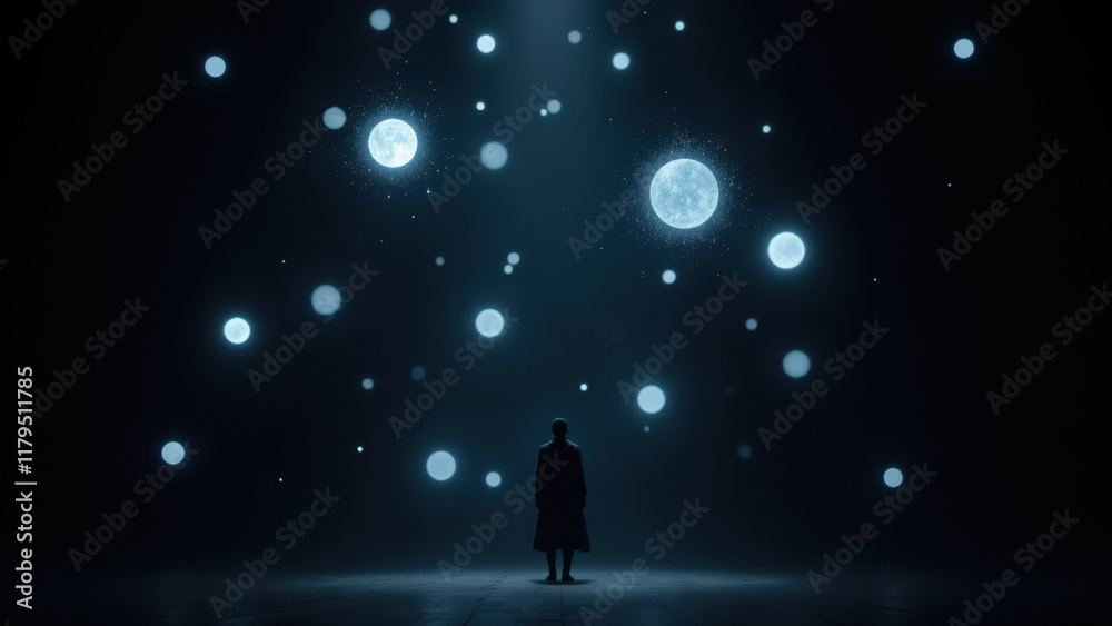 Fototapeta premium Abstract cosmic space with floating orbs.