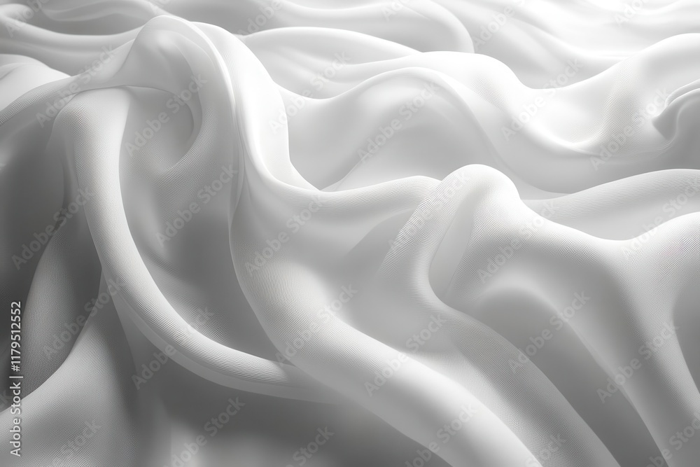 Obraz premium elegant white silk fabric floating gracefully in mid-air with dramatic folds and gentle curves, perfect for fashion and luxury design projects