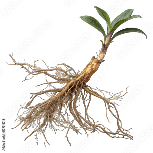 Orchidaceous Roots with Exquisite Detail on White Canvas