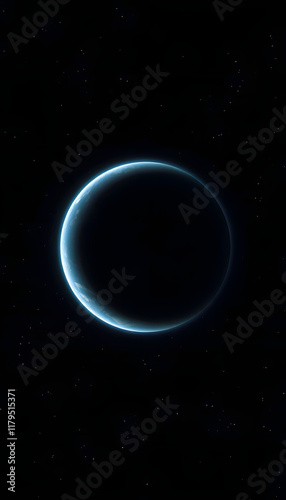 Nightly planet Earth in dark outer space, simple style, with white tones