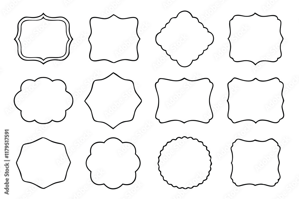 Obraz premium Pencil scribble sketch pattern frames set Vector illustration on white background.