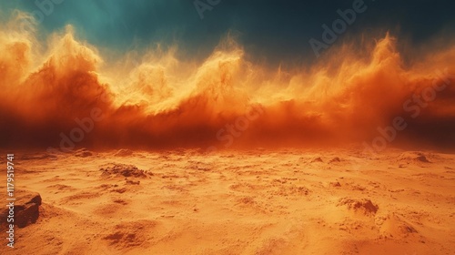 Dynamic Sandstorm on a Blue Sky Background. Generative AI photo