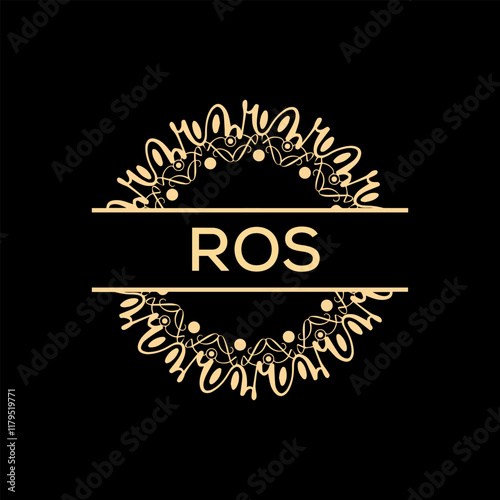 ROS Letter Logo Design with black background.