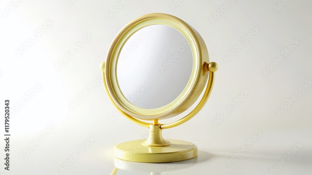 Elegant Pastel Yellow Glossy Ceramic Mirror with Gold Accents - Minimalist Product Shot Elegant Pastel Yellow Glossy Ceramic Mirror with Gold Accents - Minimalist Product Shot