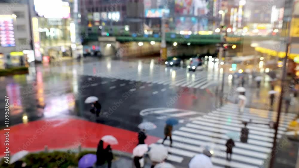 冬の雨の日に大通りを行き交う車両 冬の雨の日に大通りを行き交う車両