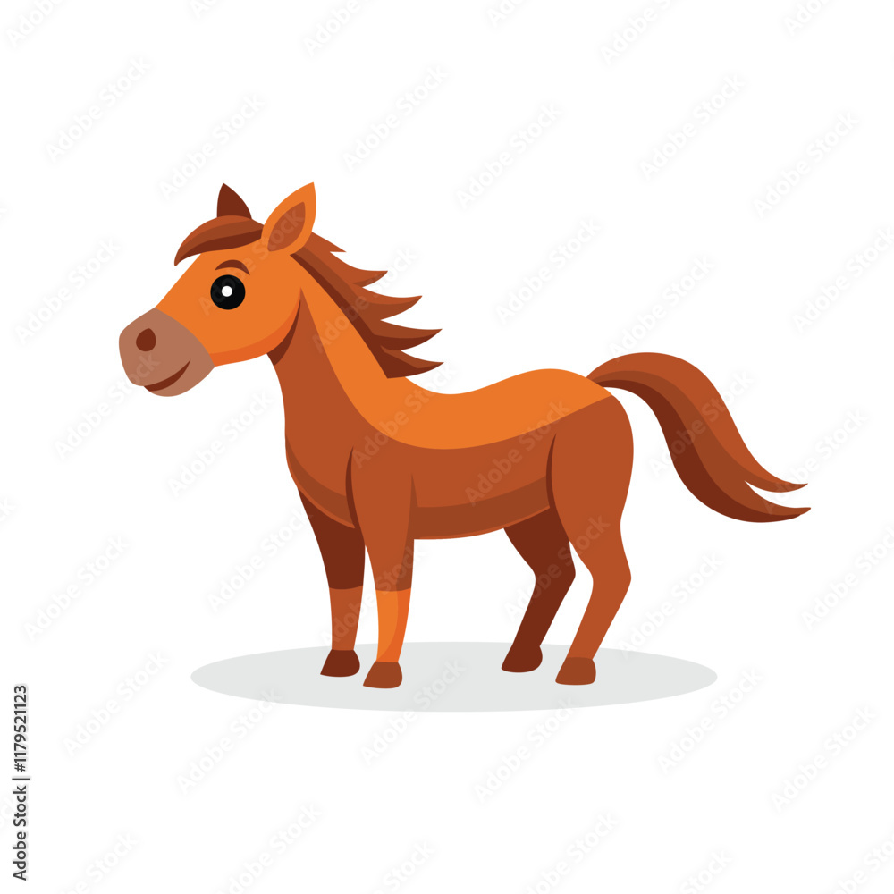 Cartoon horse isolated flat vector illustration on white background. Cartoon horse isolated flat vector illustration on white background.