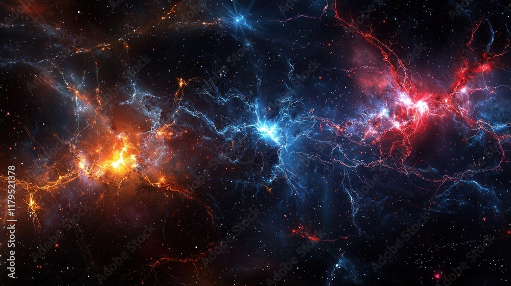 Cosmic Nebula: A Symphony of Red and Blue Energy Cosmic Nebula: A Symphony of Red and Blue Energy