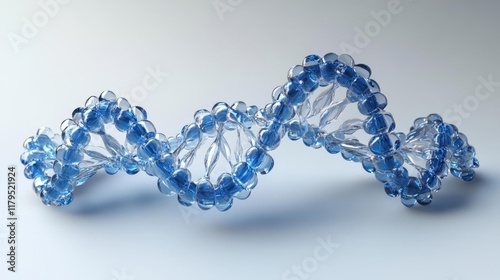 Blue Glass DNA Helix Structure. Generative AI photo