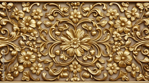 Exquisite Golden Ornate Carved Frame with Intricate Floral Design and Luxurious Flourishes