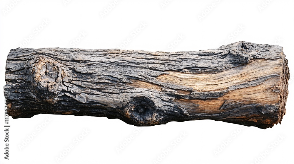 Log showing knots and cracks isolated on white background Log showing knots and cracks isolated on white background