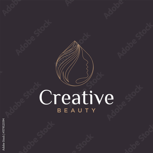 women beauty logo, pure beauty with line art and concept of woman face, beauty logo