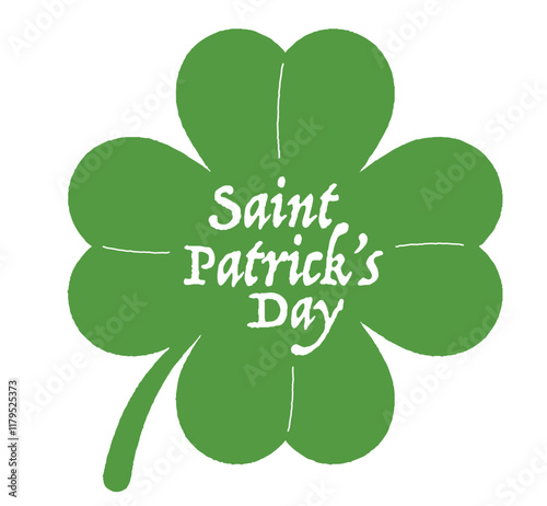 Vector Green Modern Textured Shamrock Design Featuring Saint Patrick's Day Text 