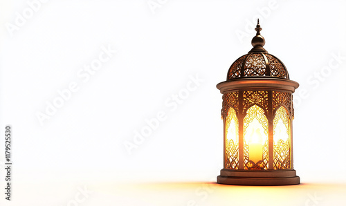 Arabic lantern with empty space for  design text and gift greeting of Ramadan Kareem,Eid Mubarak, Aidil Fitri decorations background  photo