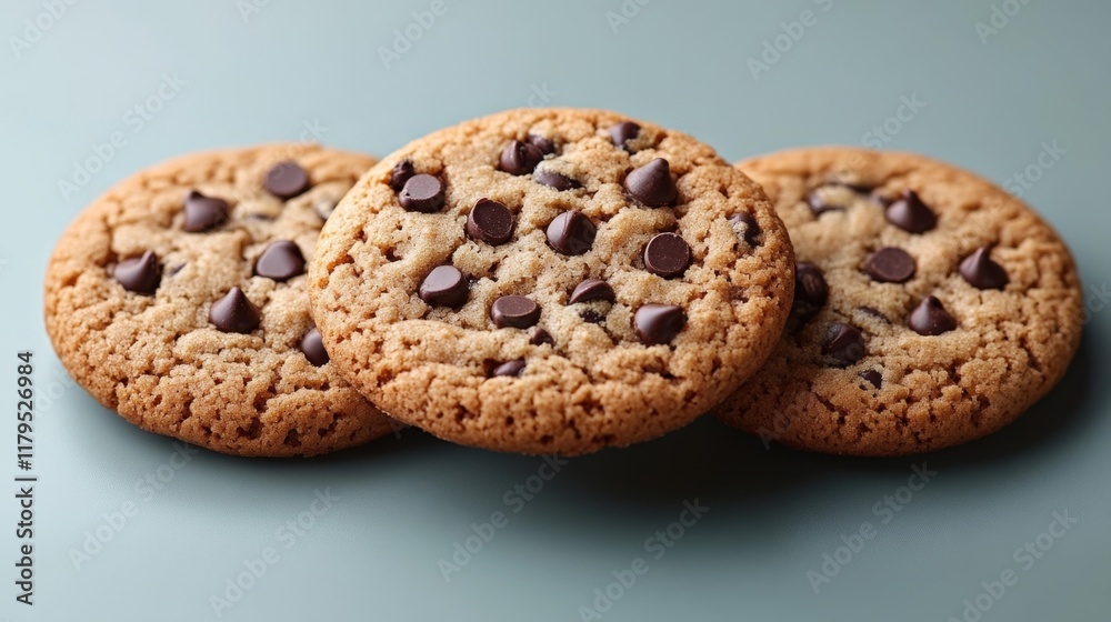 Delicious Chocolate Chip Cookies Close-Up. Generative AI Delicious Chocolate Chip Cookies Close-Up. Generative AI